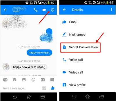 messenger go to secret conversation