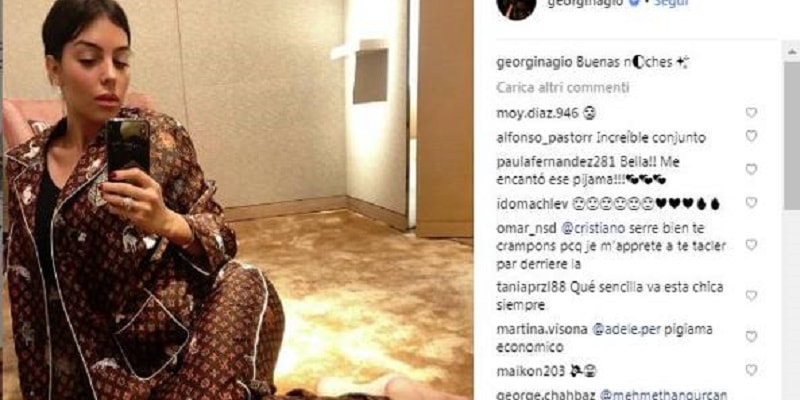 Georgina Rodriguez, buonanotte social con un pigiama da 2.700 euro