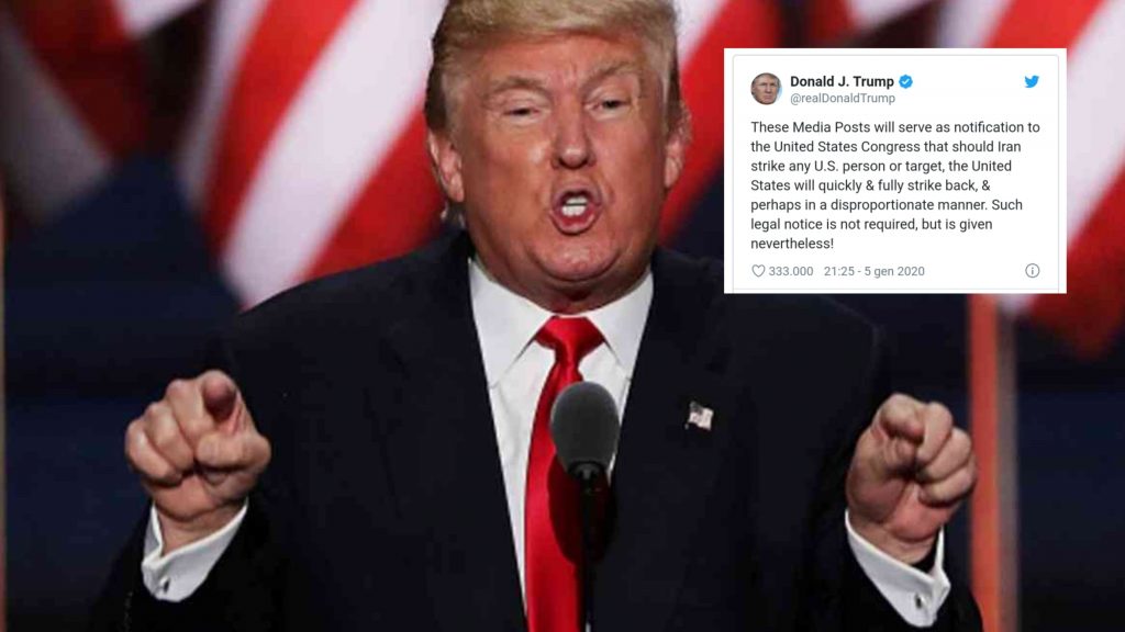 Trump l’annuncio dell’attacco avverrà su Twitter: il suo messaggio