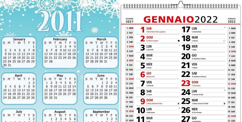 Il 2022 corrisponde ai giorni del 2011, se avete un calendario potete riutilizzarlo! Ecco tutti i ponti del 2022