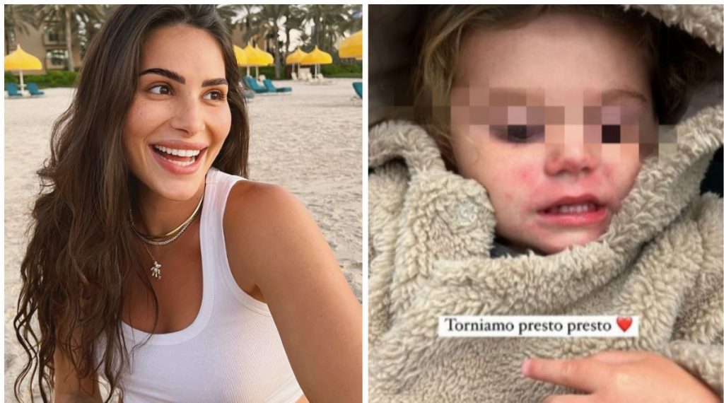 La nota influencer in dolce attesa si sente male a Dubai…e la figlia si riempie di bolle