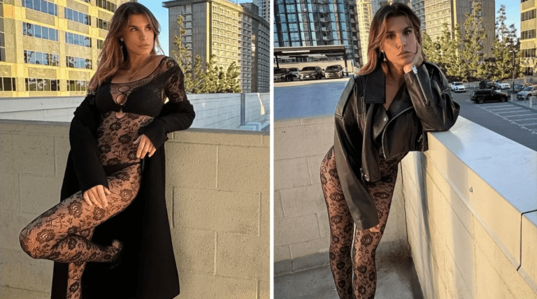 Come fai ad andare in bagno?”, Elisabetta Canalis super sexy con la tuta di pizzo replica così